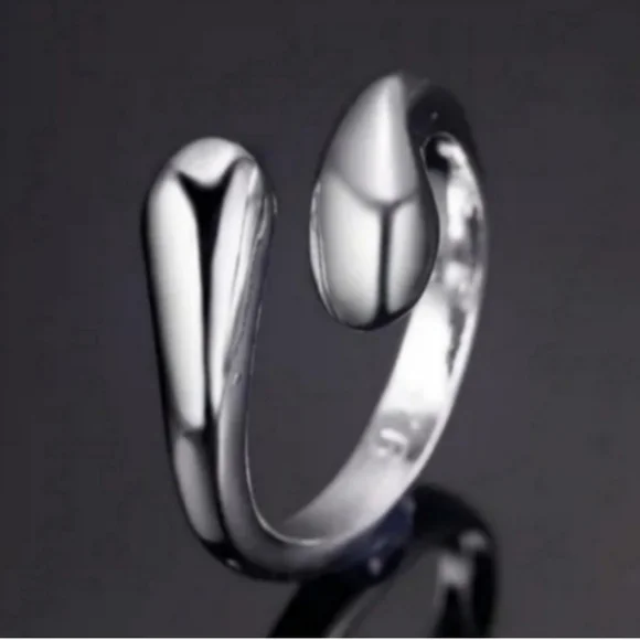 925 Sterling Silver Waterdrop Jewelry Set Bracelet Necklace Earrings and Ring - Picture 11 of 16